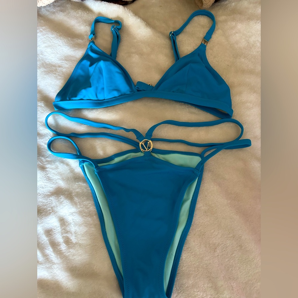 Victoria Secret Vibrant Blue Strappy Bikini Set